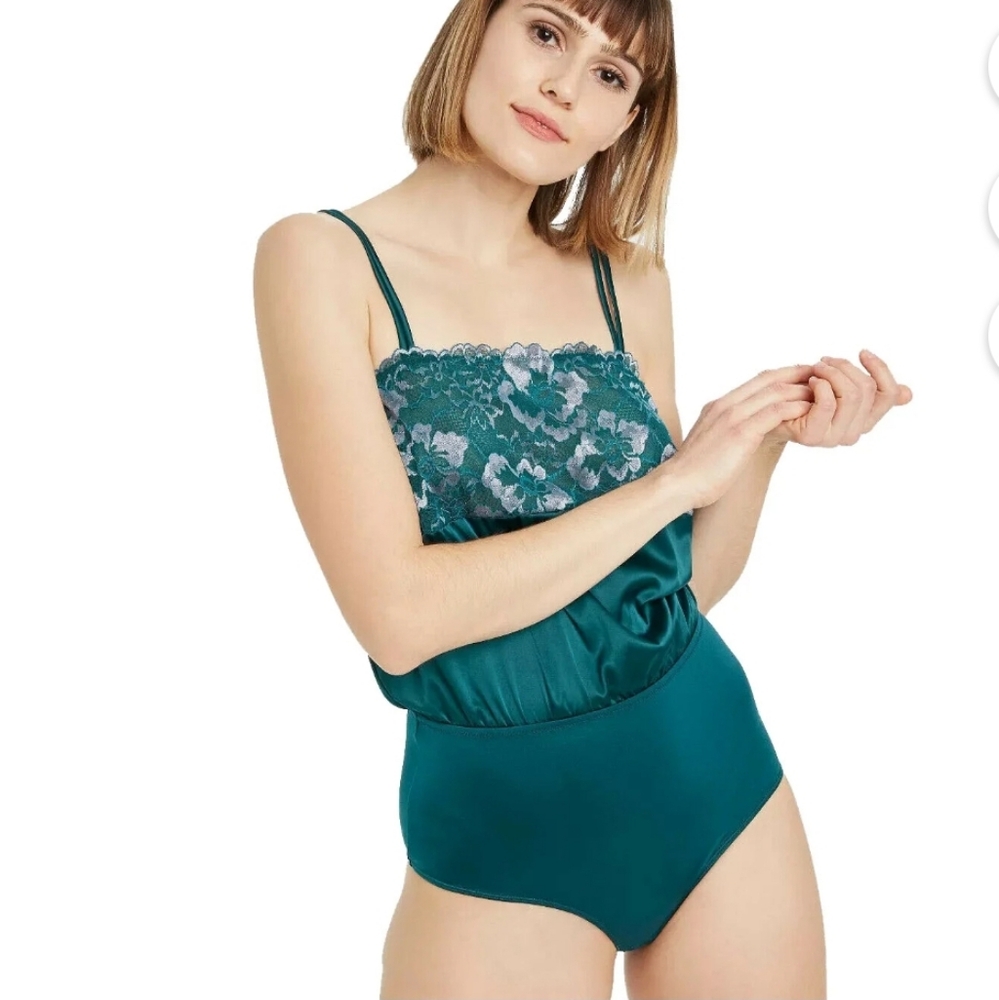 Teal Lace Trim Bodysuit